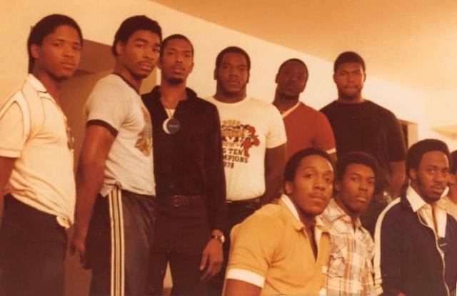 Group of young men, vintage photo