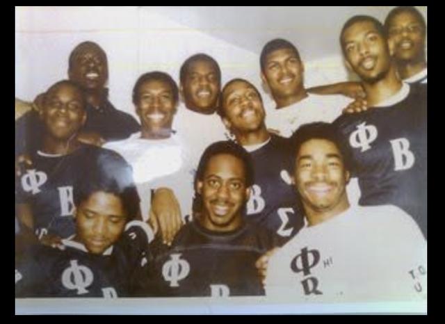 Phi Beta Sigma brothers smiling together, vintage photo
