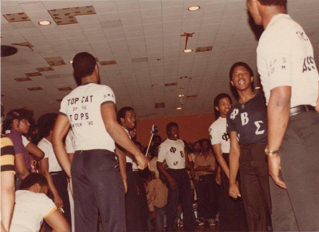 Fraternity step show, vintage photo