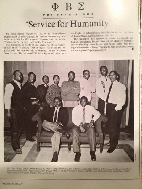 Phi Beta Sigma ‘Service for Humanity’ yearbook page
