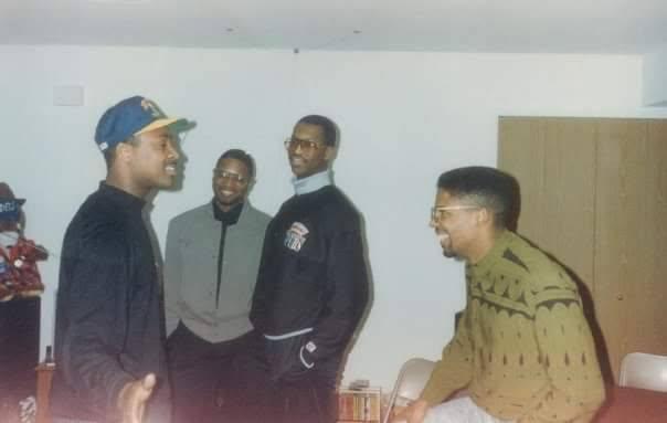 Friends talking in a dorm, vintage photo