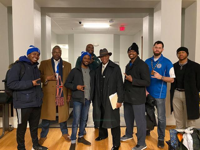 Fraternity brothers at an event
