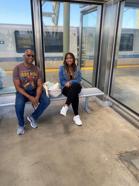 Waiting at a train station