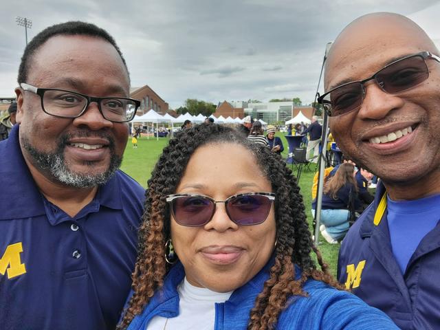 Selfie with friends at an outdoor event