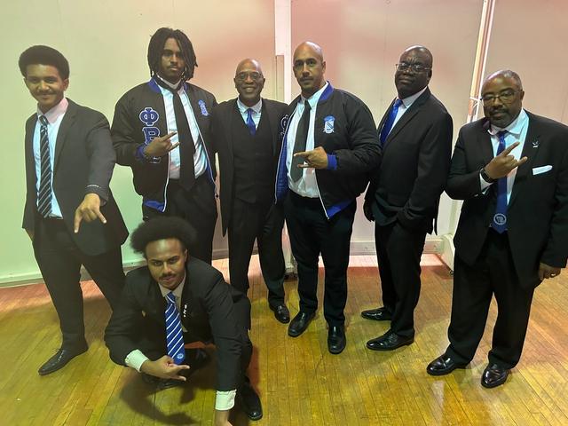 Fraternity brothers at a formal event